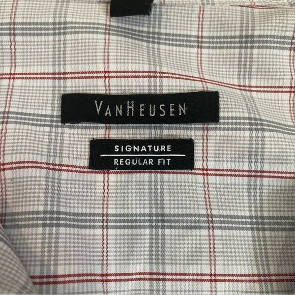 Van Heusen Mens 16-32/33 Plaid Long Sleeve Button Pocket Dress Business Shirt - Picture 3 of 10